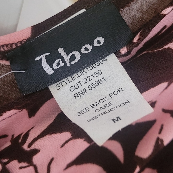 TABOO Floral Brown Pink Dress Asymmetrical Hem Size Medium - Picture 3 of 5